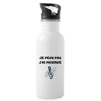Je peux pas j'ai musique - Gourde avec paille intégrée - blanc - Droite