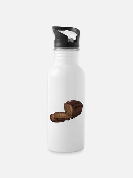 Brot - Trinkflasche mit integriertem Trinkhalm - Weiß