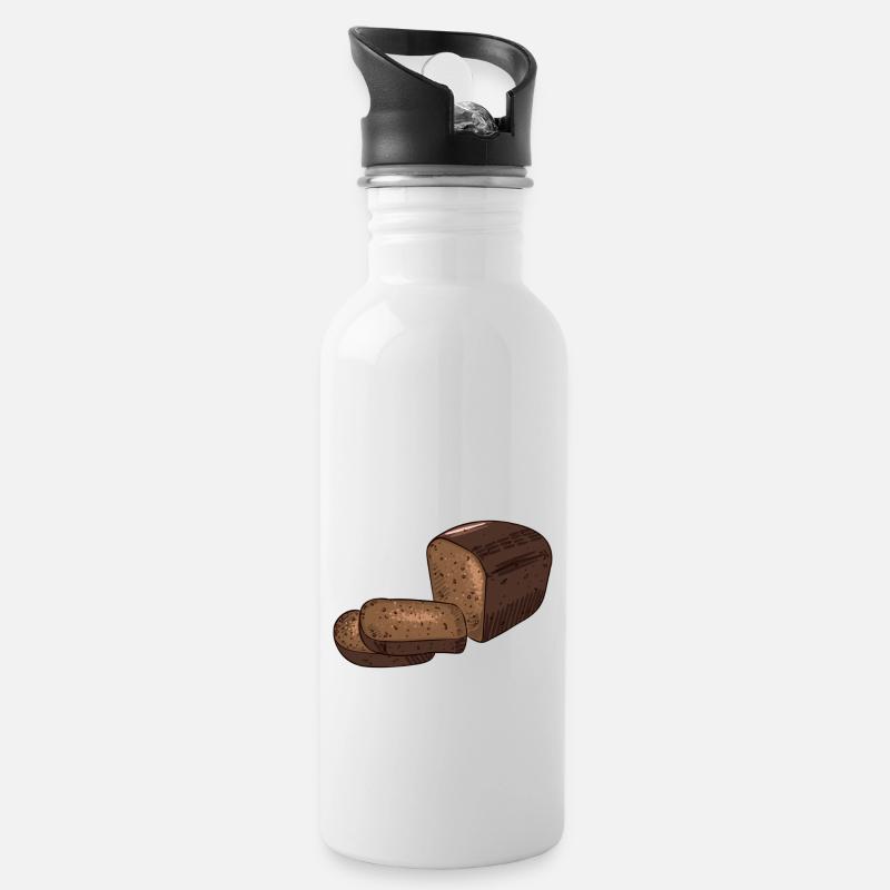 Brot - Trinkflasche mit integriertem Trinkhalm - Weiß