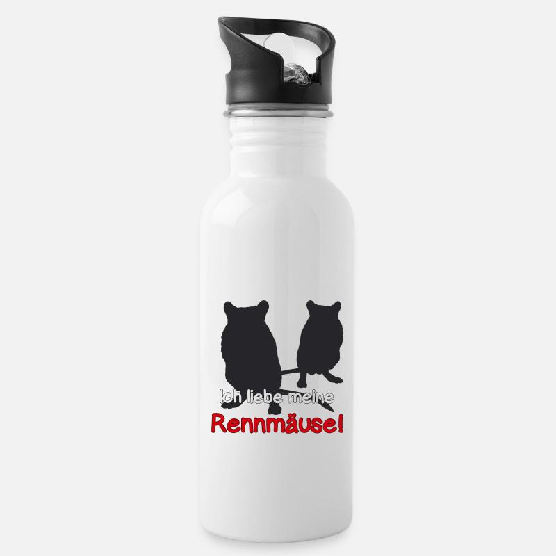 Ich liebe meine Rennmäuse! - Trinkflasche mit integriertem Trinkhalm - Weiß