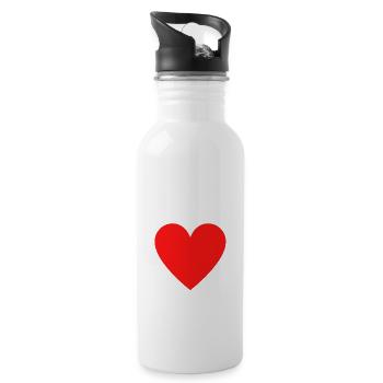 Heart Card Game Love - Water bottle with straw - white - Right