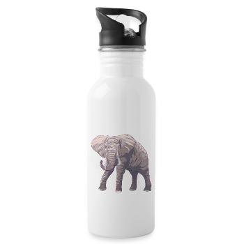 l'éléphant - Gourde avec paille intégrée - blanc - Droite