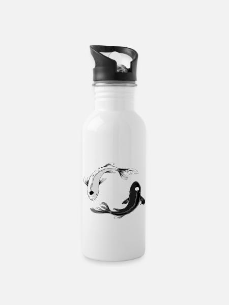 Ying Yang Balance Chi Asiatisches Kung Fu Spiritue - Trinkflasche mit integriertem Trinkhalm - Weiß