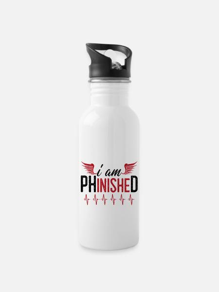 Uni Phd Abschluss Spruch Geschenk - Trinkflasche mit integriertem Trinkhalm - Weiß