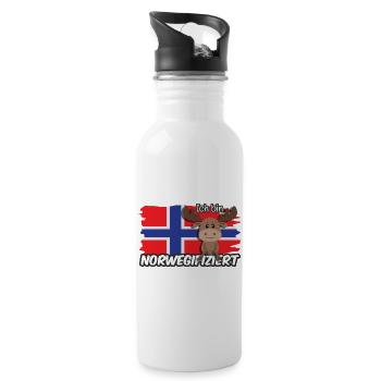 Ich bin Norwegifiziert Spruch Flagge Elch - Trinkflasche mit integriertem Trinkhalm - Weiß - Rechts