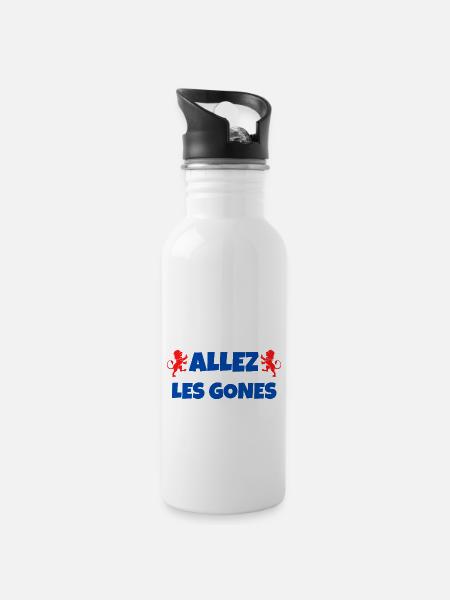 t-shirt lyon foot allez les gones cadeau football - Gourde avec paille intégrée - blanc