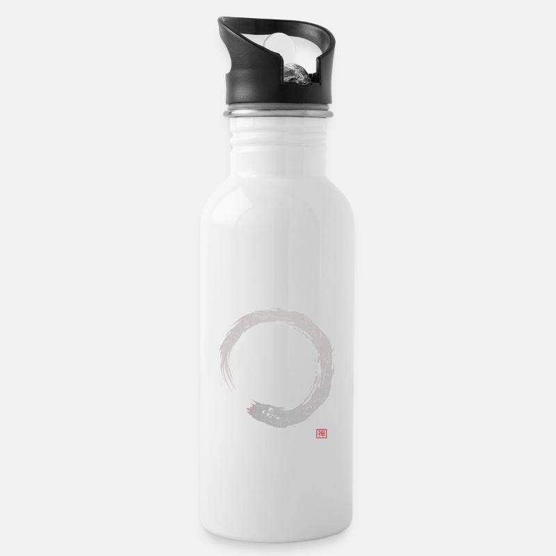 Calligraphie Enso Circle | Bouddhisme zen - Gourde avec paille intégrée - blanc