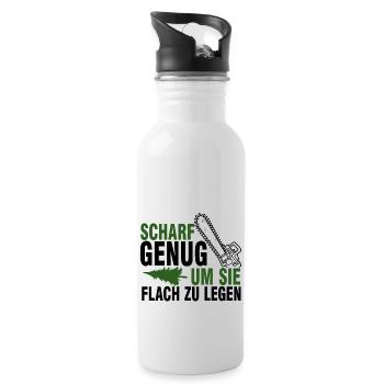 Holzarbeiter Holzfäller Motorsäge Förster - Trinkflasche mit integriertem Trinkhalm - Weiß - Rechts
