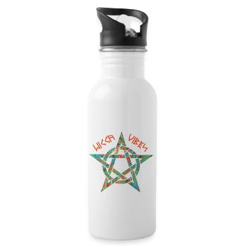 pentagramm 3 e 4 wicca vibes runen - Trinkflasche mit integriertem Trinkhalm - Weiß - Rechts