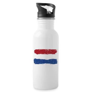 Pinselstriche der niederländischen Flagge - Trinkflasche mit integriertem Trinkhalm - Weiß - Rechts