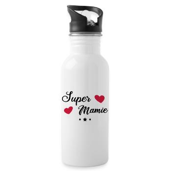 Super mamie, idée cadeau fête des grands-mères - Gourde avec paille intégrée - blanc - Droite