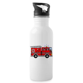 Feuerwehrauto mit Heulensirene - Trinkflasche mit integriertem Trinkhalm - Weiß - Rechts