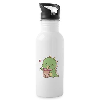 Cute Dino Love Boba Tea - Water bottle with straw - white - Right