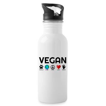 végétalien, j’aime être végétalien, végétalien, t-shirts végétaliens - Gourde avec paille intégrée - blanc - Droite