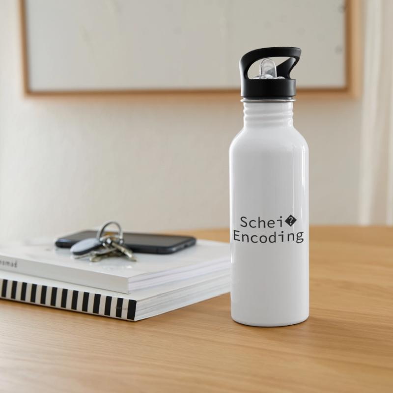 Schei encoding Programming Informatik Geschenk Trinkflasche mit integriertem Trinkhalm