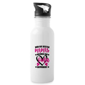 Mama Oma Spruch Baby Geburt Geschenk - Trinkflasche mit integriertem Trinkhalm - Weiß - Rechts