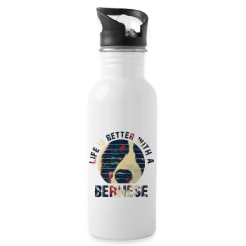 chien de montagne bernois - Gourde avec paille intégrée - blanc - Droite