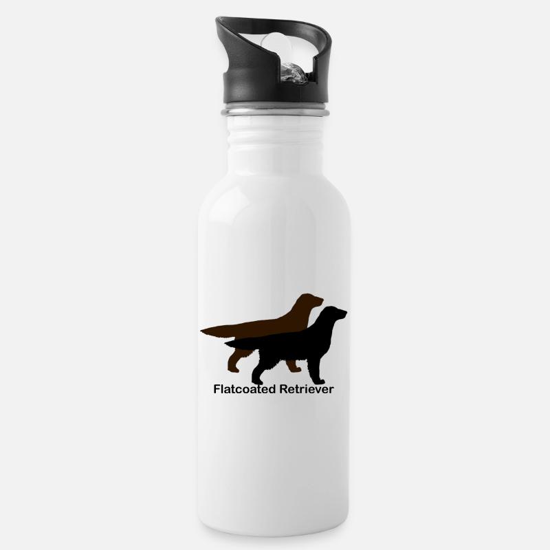 Flatcoated Retriever schwarz und leber - Trinkflasche mit integriertem Trinkhalm - Weiß