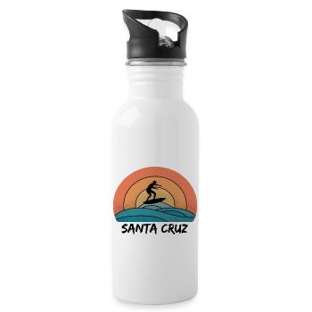 Santa Cruz Vintage CA Californien Surfer Geschenk - Trinkflasche mit integriertem Trinkhalm - Weiß - Rechts