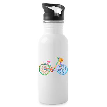 vélo coloré, vélo pour femme, colors bike, ladies bike - Gourde avec paille intégrée - blanc - Droite
