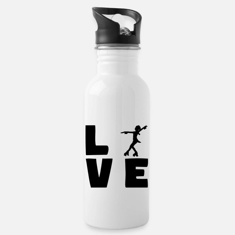 Rollerskating LOVE - Gourde avec paille intégrée - blanc