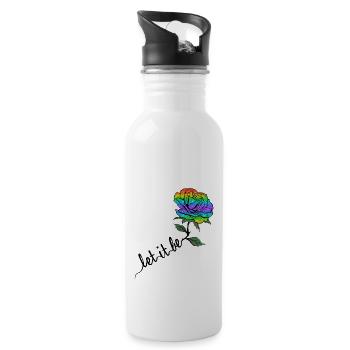 Lass es sein Rosen Farben LGBT Regenbogen - Trinkflasche mit integriertem Trinkhalm - Weiß - Rechts