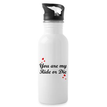 Vous êtes mon ride ou la | Love Couple amour - Gourde avec paille intégrée - blanc - Droite