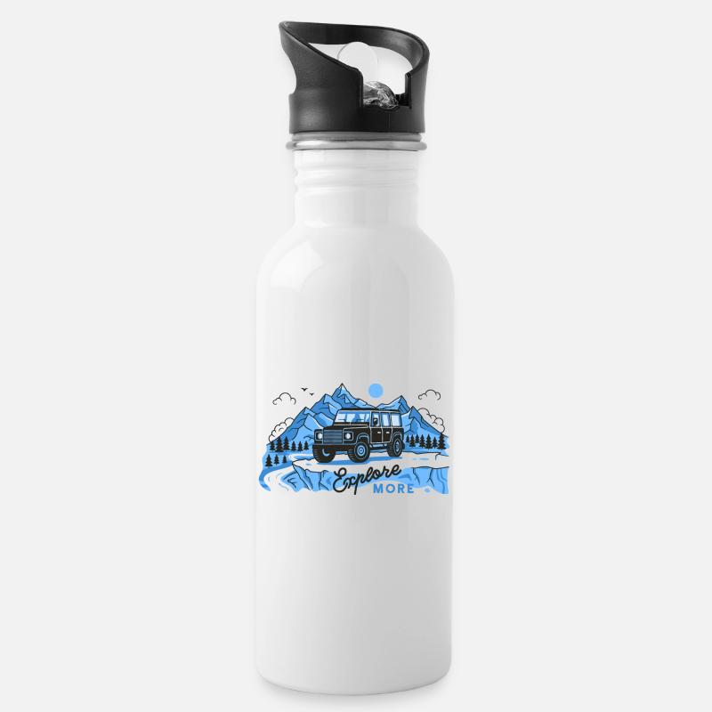 Defender explore more - Trinkflasche mit integriertem Trinkhalm - Weiß
