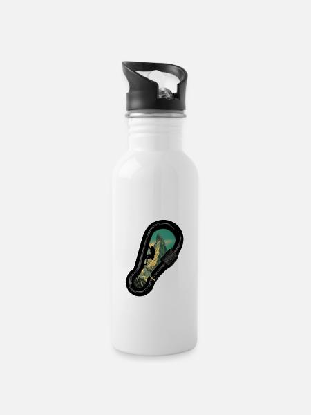 Klettern - Trinkflasche mit integriertem Trinkhalm - Weiß