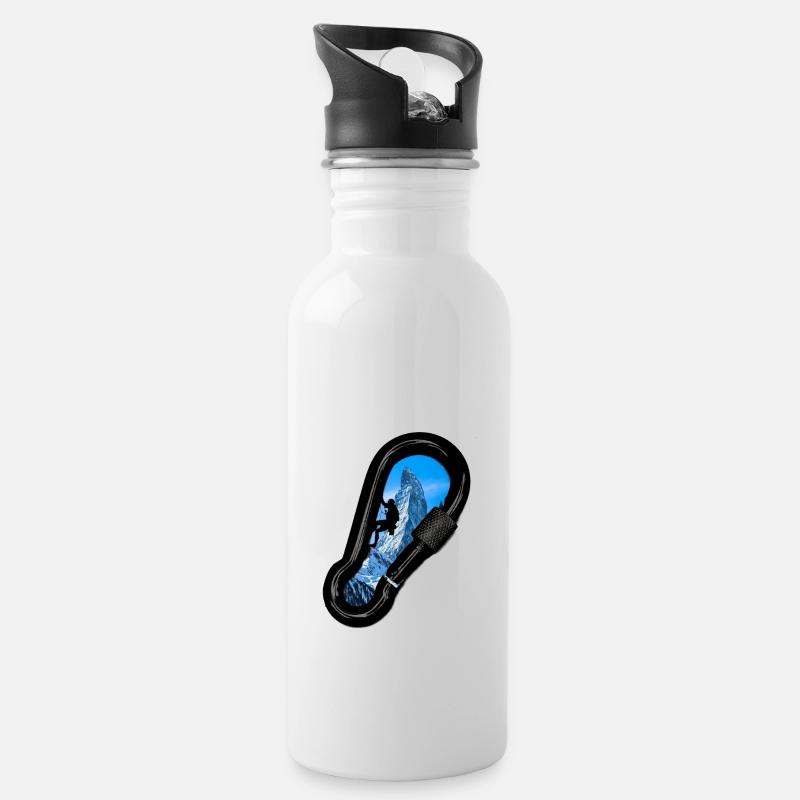 Klettern - Trinkflasche mit integriertem Trinkhalm - Weiß