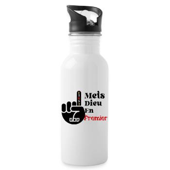 Setze Gott in den ersten - Trinkflasche mit integriertem Trinkhalm - Weiß - Rechts