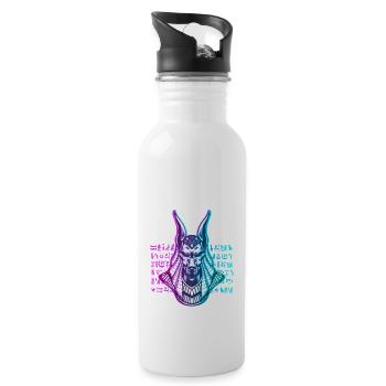 Anubis Gott Ägypten - Trinkflasche mit integriertem Trinkhalm - Weiß - Rechts
