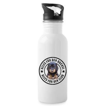Dackel - Dachshund - Alles für den Dackel - Trinkflasche mit integriertem Trinkhalm - Weiß - Rechts