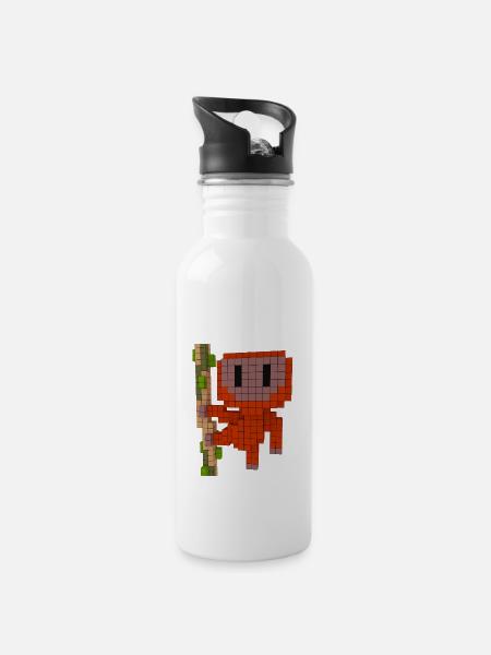 Orang Utan - Trinkflasche mit integriertem Trinkhalm - Weiß