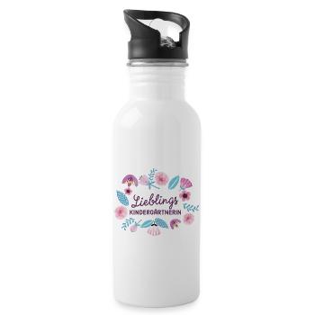 Lieblingskindergärtnerin Geschenk Kindergärtnerin - Trinkflasche mit integriertem Trinkhalm - Weiß - Rechts