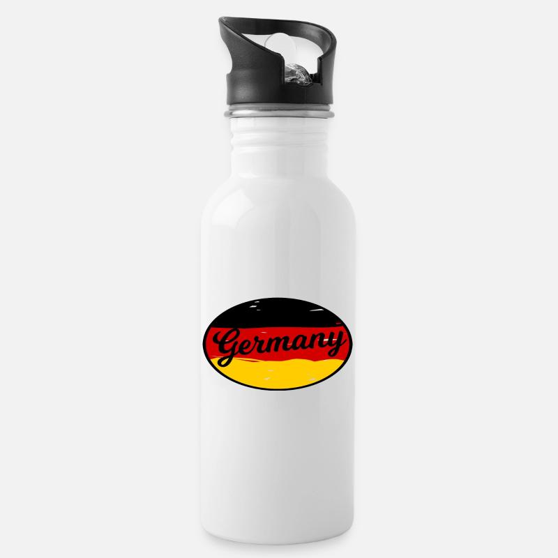 Autoaufkleber Deutschland - Trinkflasche mit integriertem Trinkhalm - Weiß