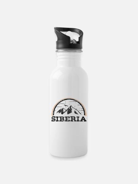 Russia Siberia - Water bottle with straw - white
