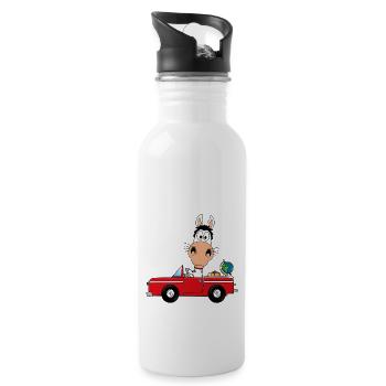 PFERD - AUTO - REISE - TIER - FUN - Trinkflasche mit integriertem Trinkhalm - Weiß - Rechts