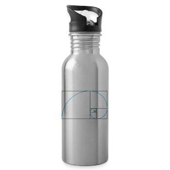 Golden ratio and golden spiral - Water bottle with straw - silver - Right