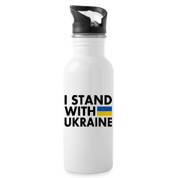 I stand with ukraine - Water bottle with straw - white - Right