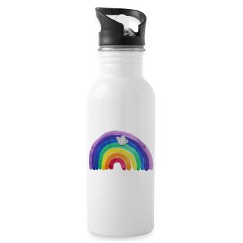 Regenbogen Friedenstaube - Trinkflasche mit integriertem Trinkhalm - Weiß - Rechts