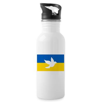 Ukraine - Trinkflasche mit integriertem Trinkhalm - Weiß - Rechts