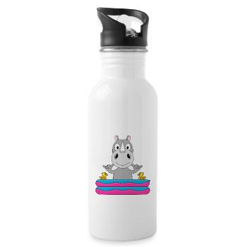 PLANSCHBECKEN - POOL - SOMMER - SHAKA - HIPPO - Trinkflasche mit integriertem Trinkhalm - Weiß - Rechts
