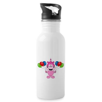 EINHORN - LUFTBALLONS - KIND - BABY - TIERISCH - Trinkflasche mit integriertem Trinkhalm - Weiß - Rechts