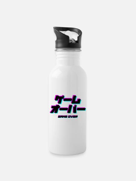 GAME OVER - Trinkflasche mit integriertem Trinkhalm - Weiß