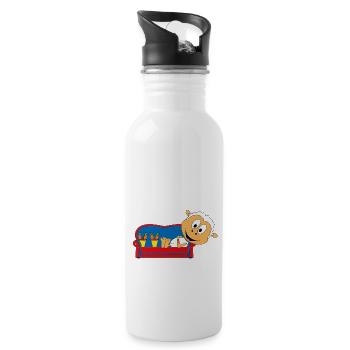 SCHAF - SHEEP - MÖHREN - GEMÜSE - ESSEN - SOFA - Trinkflasche mit integriertem Trinkhalm - Weiß - Rechts