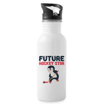 Future Hockey Star Eishockeyspieler Baby Junge - Trinkflasche mit integriertem Trinkhalm - Weiß - Rechts