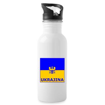 Die Ukraine - Trinkflasche mit integriertem Trinkhalm - Weiß - Rechts