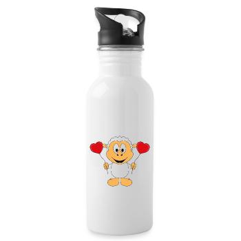 SCHAF - LIEBE - LUFTBALLONS - HERZEN - TIER - BABY - Trinkflasche mit integriertem Trinkhalm - Weiß - Rechts