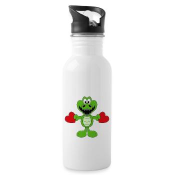 KROKODIL - LIEBE - TIER - KIND - BABY - Trinkflasche mit integriertem Trinkhalm - Weiß - Rechts